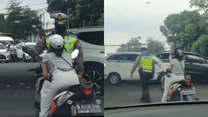 Sosok Pemotor Wanita yang Acungkan Jari Tengah ke Polisi, Videonya Viral